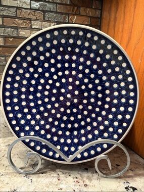Blue Polka Dot Ceramic Dinner Plate - Classic Home Dining